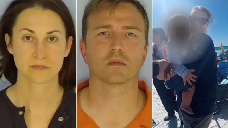 Casal é detido por abandonar a filha de 6 meses sozinha enquanto caminhavam na praia.