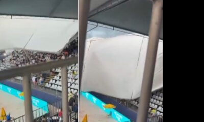 Cobertura de arquibancada cai e deixa 9 feridos em torneio de beach tennis