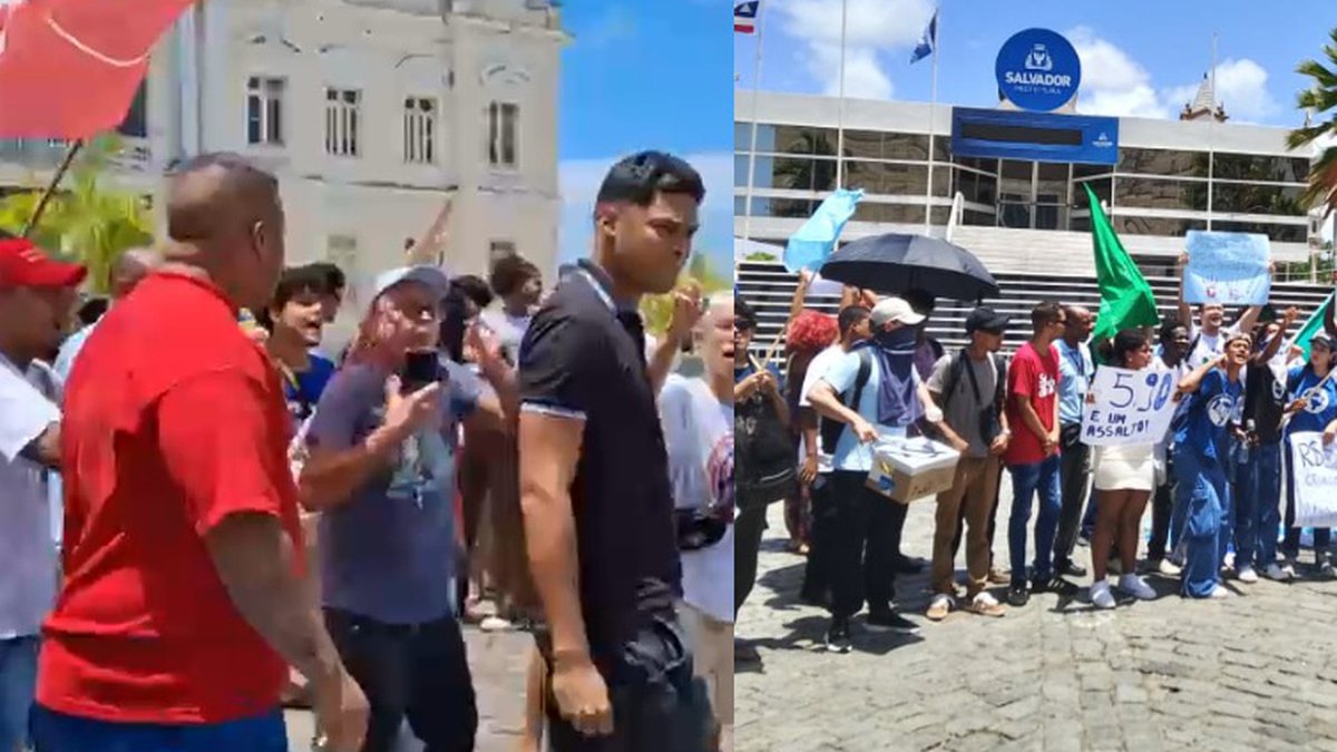 Vereador é afastado de protesto contra o aumento da tarifa de ônibus em Salvador.